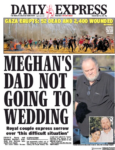 Daily Express Newspaper Front Page (UK) for 15 May 2018