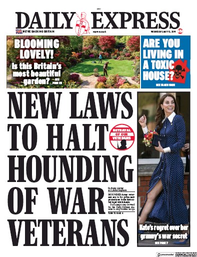 Daily Express Newspaper Front Page (UK) for 15 May 2019