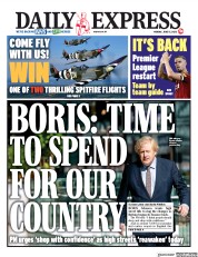 Daily Express (UK) Newspaper Front Page for 15 June 2020