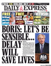 Daily Express (UK) Newspaper Front Page for 15 June 2021