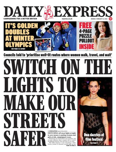 Daily Express Newspaper Front Page (UK) for 16 February 2026