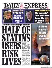 Daily Express (UK) Newspaper Front Page for 16 April 2019