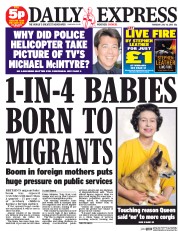 Daily Express (UK) Newspaper Front Page for 16 July 2015