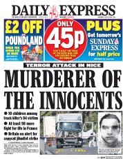 Daily Express (UK) Newspaper Front Page for 16 July 2016