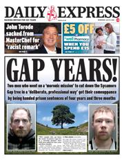 Daily Express front page for 16 July 2025