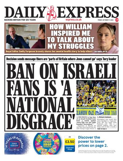 Daily Express Newspaper Front Page (UK) for 17 October 2025