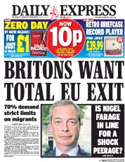 Daily Express (UK) Newspaper Front Page for 17 November 2016