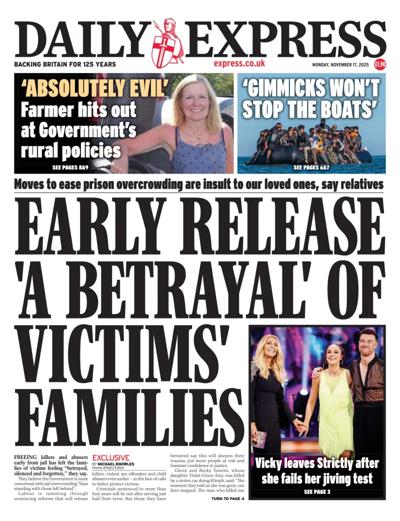 Daily Express Newspaper Front Page (UK) for 17 November 2025