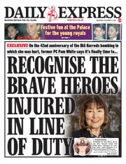 Daily Express front page for 17 December 2025