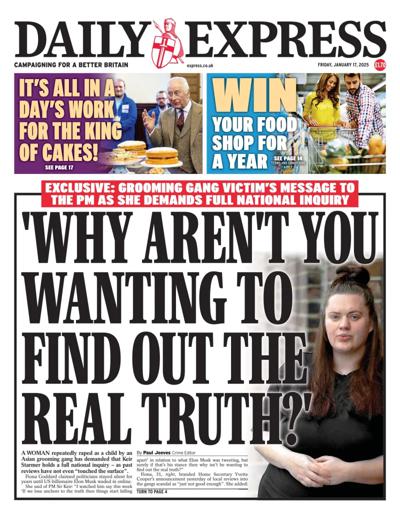 Daily Express Newspaper Front Page (UK) for 17 January 2025