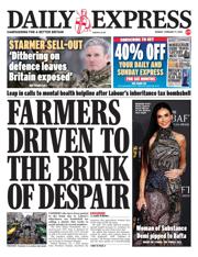 Daily Express front page for 17 February 2025