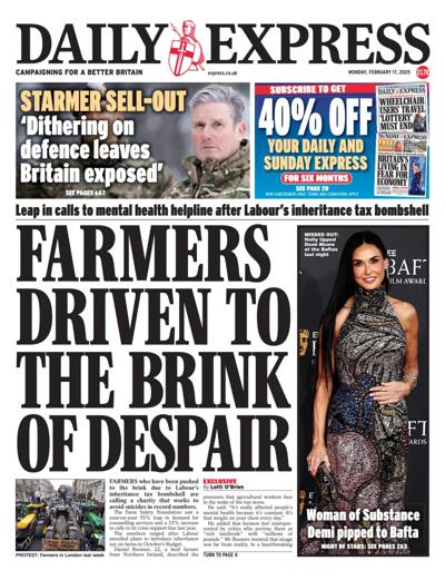 Daily Express Newspaper Front Page (UK) for 17 February 2025