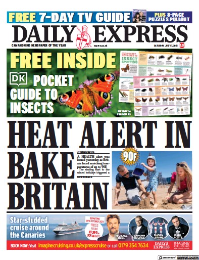 Daily Express Newspaper Front Page (UK) for 17 July 2021