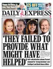 Daily Express front page for 17 July 2025