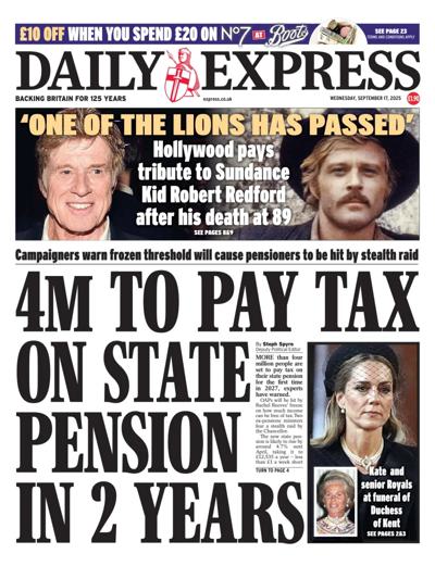 Daily Express Newspaper Front Page (UK) for 17 September 2025
