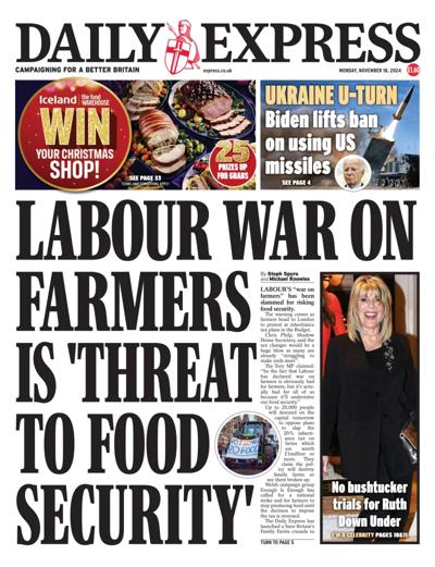 Daily Express Newspaper Front Page (UK) for 18 November 2024