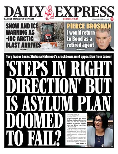 Daily Express Newspaper Front Page (UK) for 18 November 2025