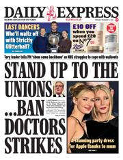 Daily Express front page for 18 December 2025