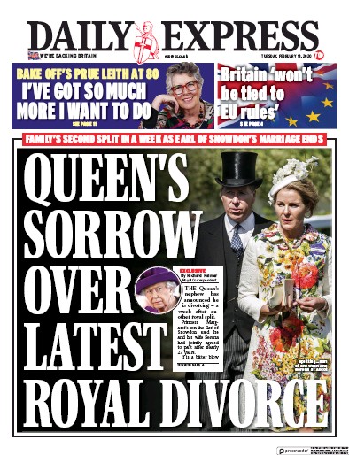 Daily Express Newspaper Front Page (UK) for 18 February 2020