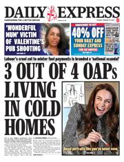 Daily Express front page for 18 February 2025