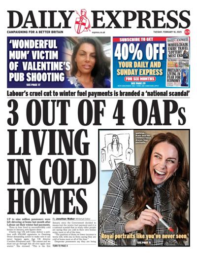 Daily Express Newspaper Front Page (UK) for 18 February 2025