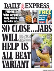 Daily Express (UK) Newspaper Front Page for 18 May 2021