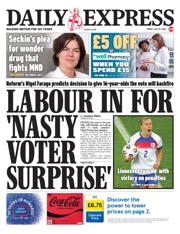 Daily Express front page for 18 July 2025