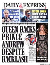 Daily Express (UK) Newspaper Front Page for 19 November 2019