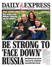 Daily Express front page for 19 December 2025