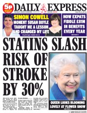 Daily Express (UK) Newspaper Front Page for 19 May 2015