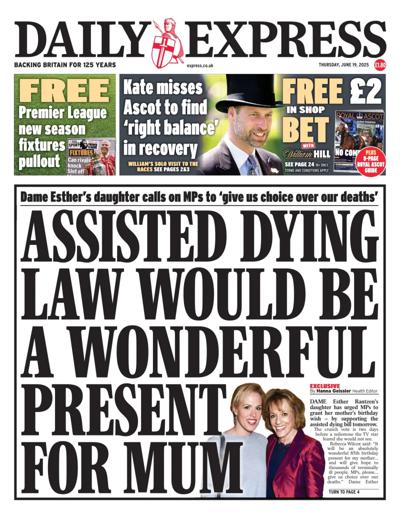 Daily Express Newspaper Front Page (UK) for 19 June 2025