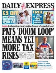 Daily Express front page for 19 July 2025