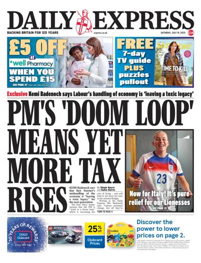 Daily Express Newspaper Front Page (UK) for 19 July 2025