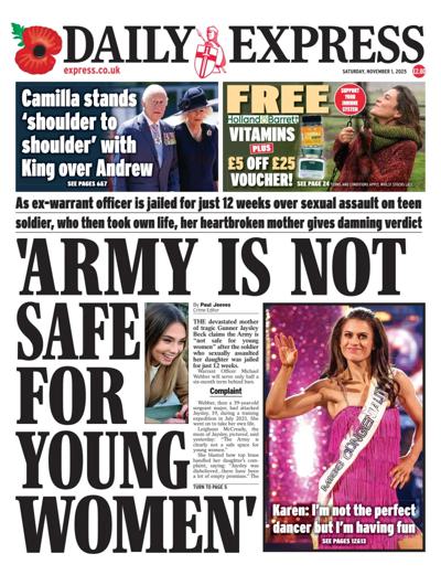 Daily Express Newspaper Front Page (UK) for 1 November 2025