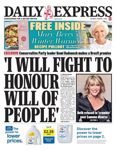 Daily Express Newspaper Front Page (UK) for 1 February 2025