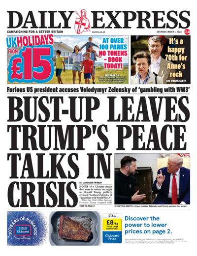 Daily Express Newspaper Front Page (UK) for 1 March 2025