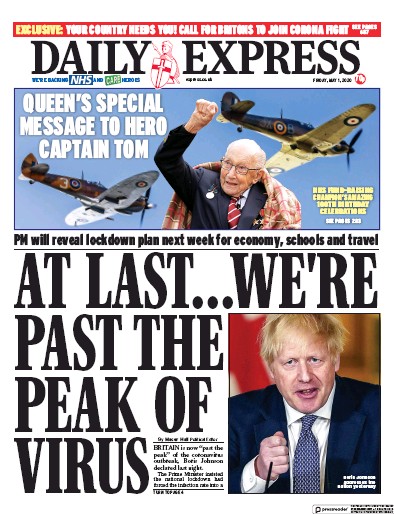 Daily Express Newspaper Front Page (UK) for 1 May 2020