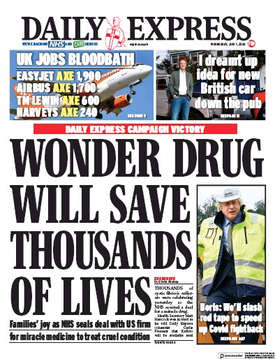 Daily Express Newspaper Front Page (UK) for 1 July 2020