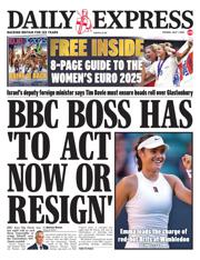 Daily Express front page for 1 July 2025