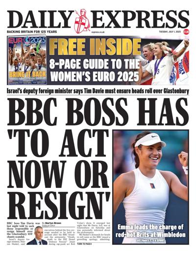 Daily Express Newspaper Front Page (UK) for 1 July 2025