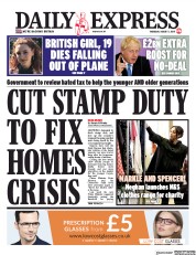 Daily Express (UK) Newspaper Front Page for 1 August 2019