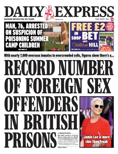 Daily Express Newspaper Front Page (UK) for 1 August 2025