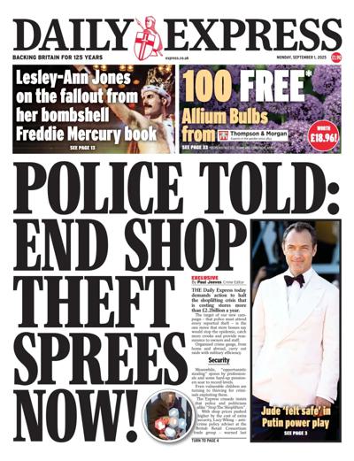 Daily Express Newspaper Front Page (UK) for 1 September 2025