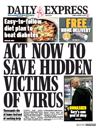 Daily Express Newspaper Front Page (UK) for 20 October 2020