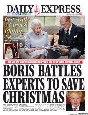 Daily Express (UK) Newspaper Front Page for 20 November 2020