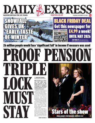 Daily Express Newspaper Front Page (UK) for 20 November 2025