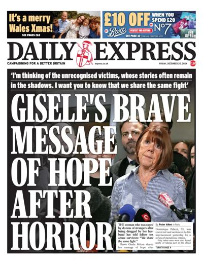 Daily Express Newspaper Front Page (UK) for 20 December 2024