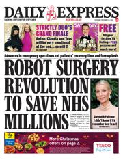Daily Express front page for 20 December 2025