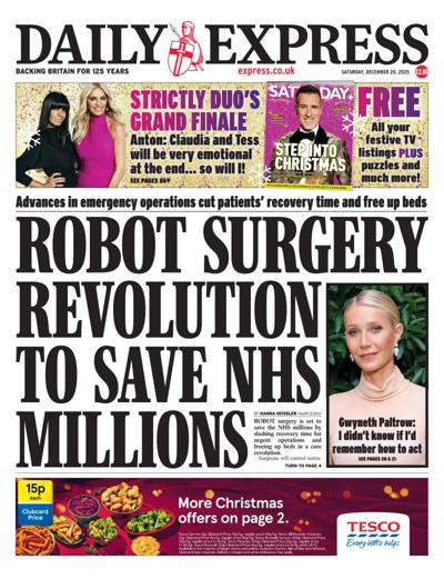 Daily Express Newspaper Front Page (UK) for 20 December 2025