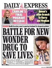 Daily Express (UK) Newspaper Front Page for 20 February 2020